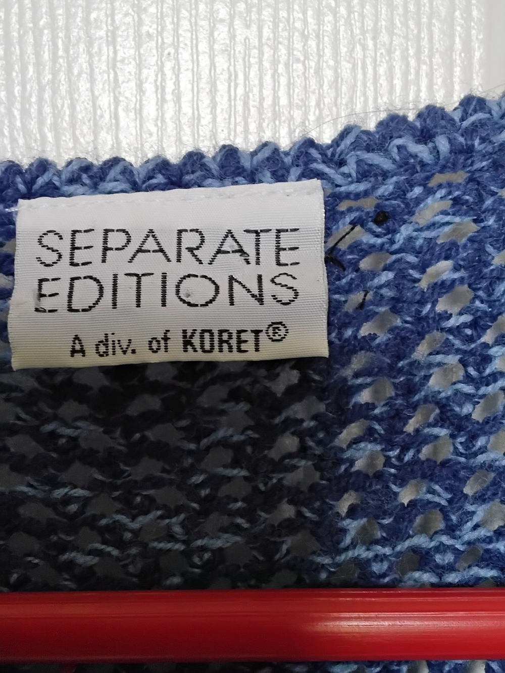 Koret Blue Floral Knit Appliqued Beaded Vest Cardigan - Picture 4 of 6